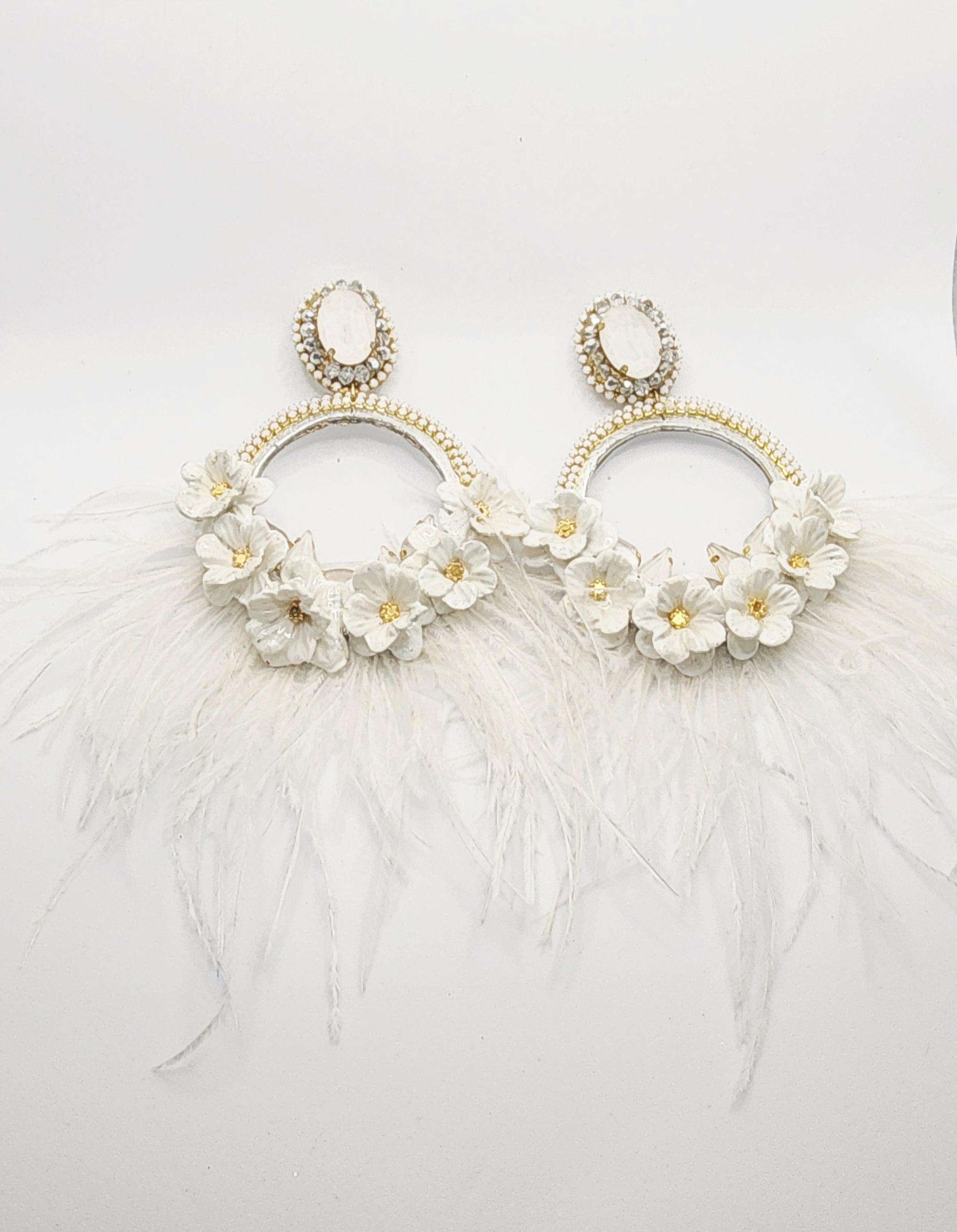 Silver & White Moon Earring