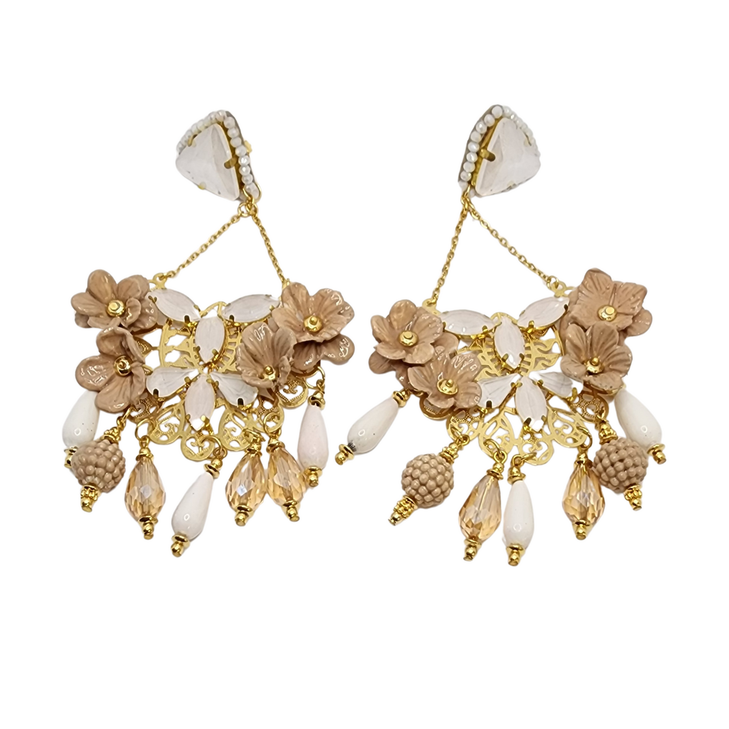 Golden Blossom Flower Earrings