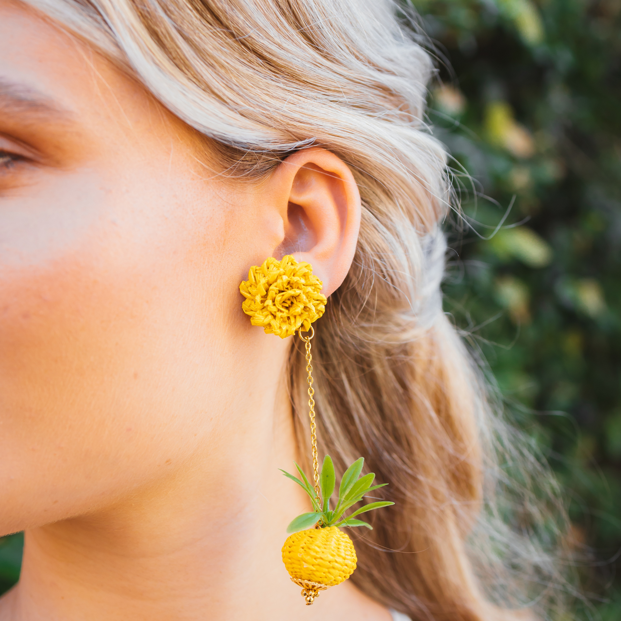 Golden Pineapple Drop Earrings