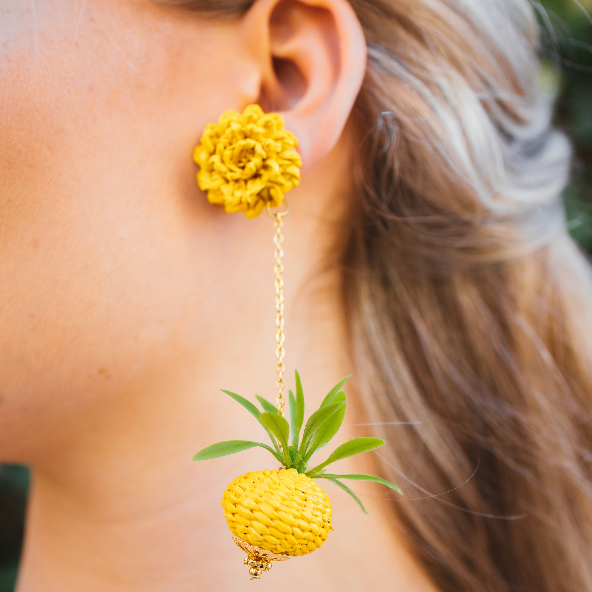 Golden Pineapple Drop Earrings 2