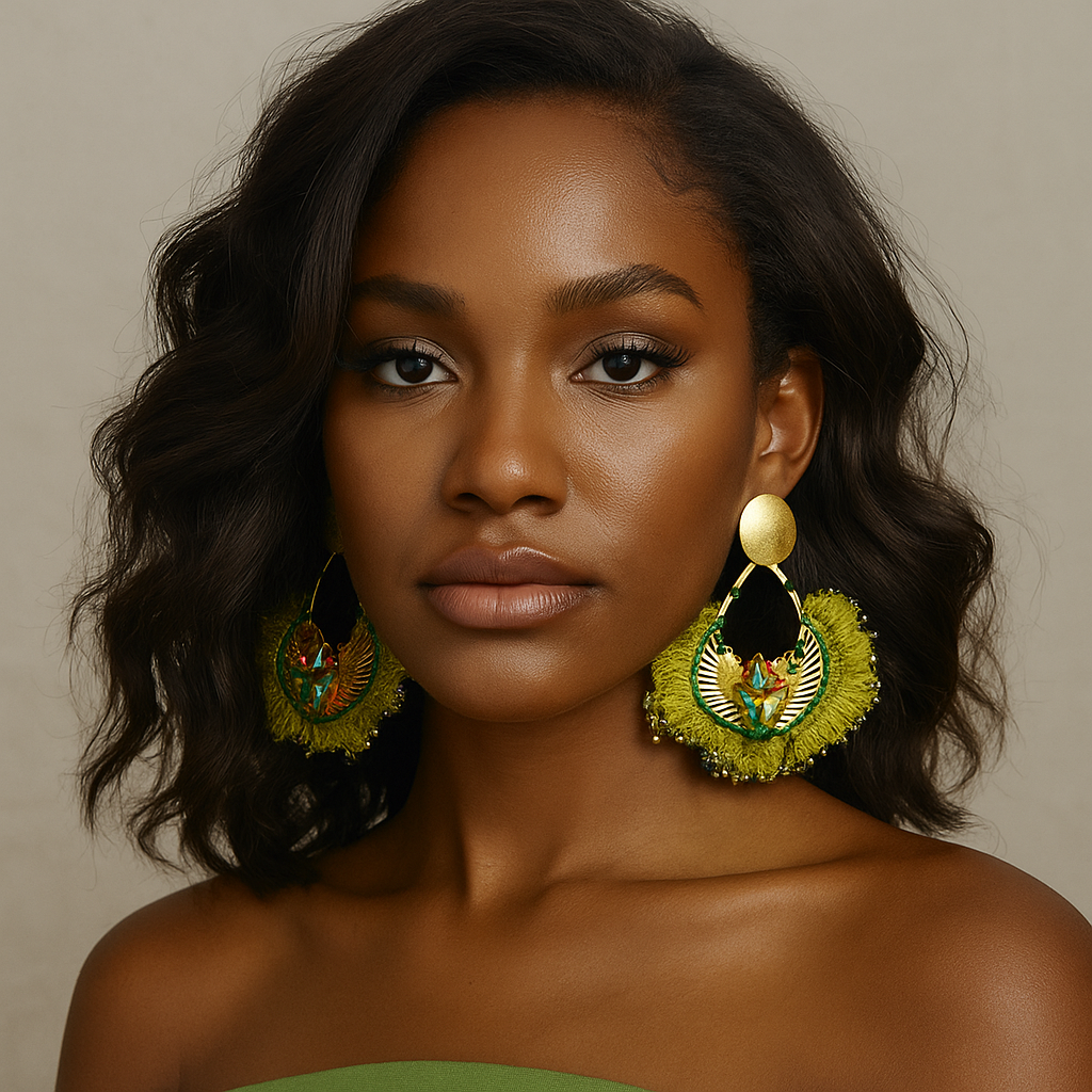 Green Splendid Half Moon Earrings 2