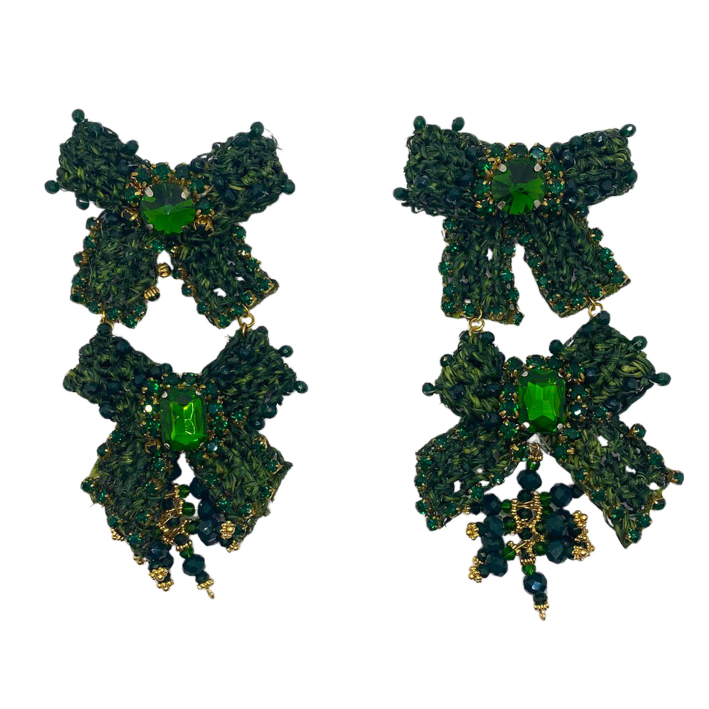 Green Bow Earrings