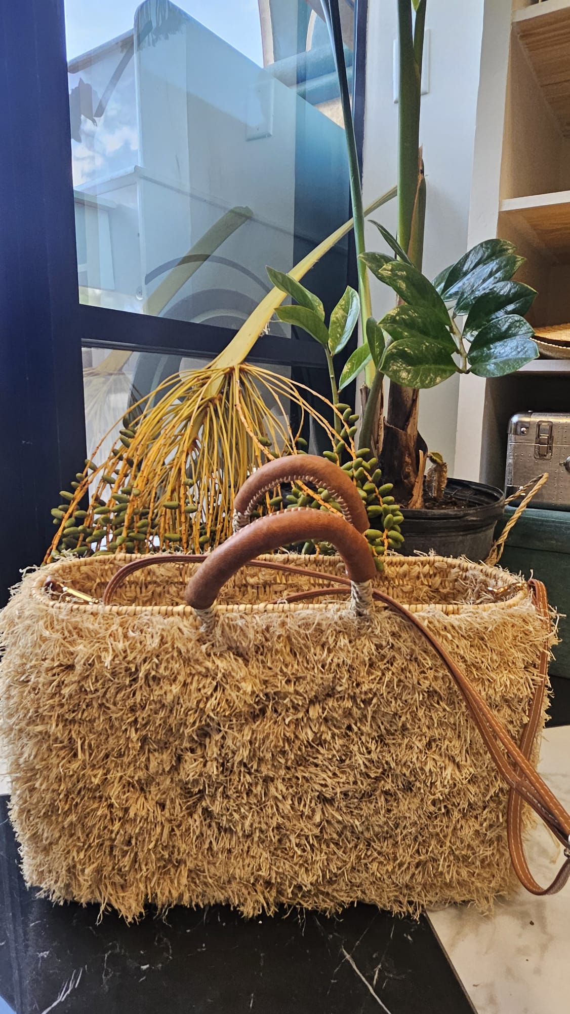 Beach Bag Iraka Fiber with Leather