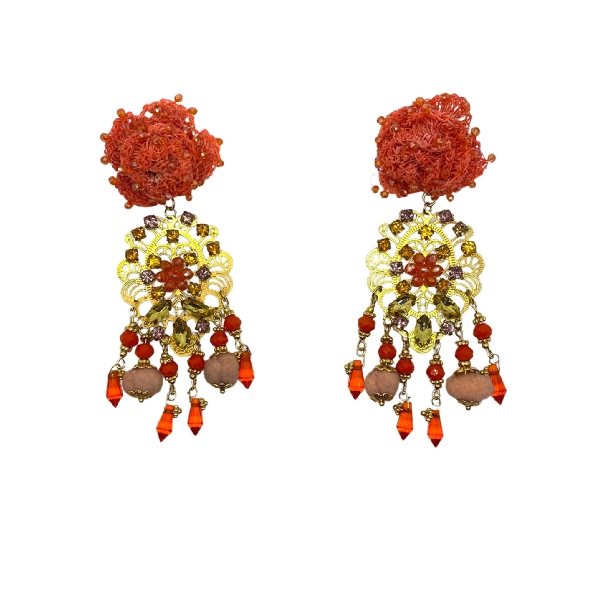 Orange Flower Dangling Tassels
