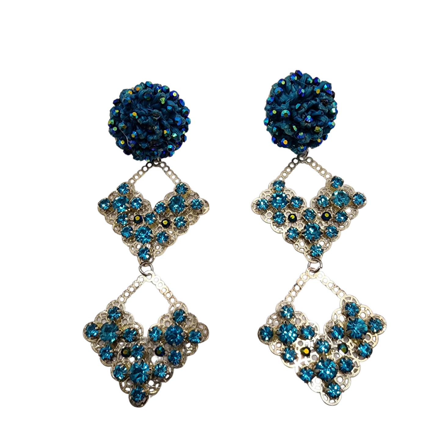 Turquoise & Silver Waterfall Earrings