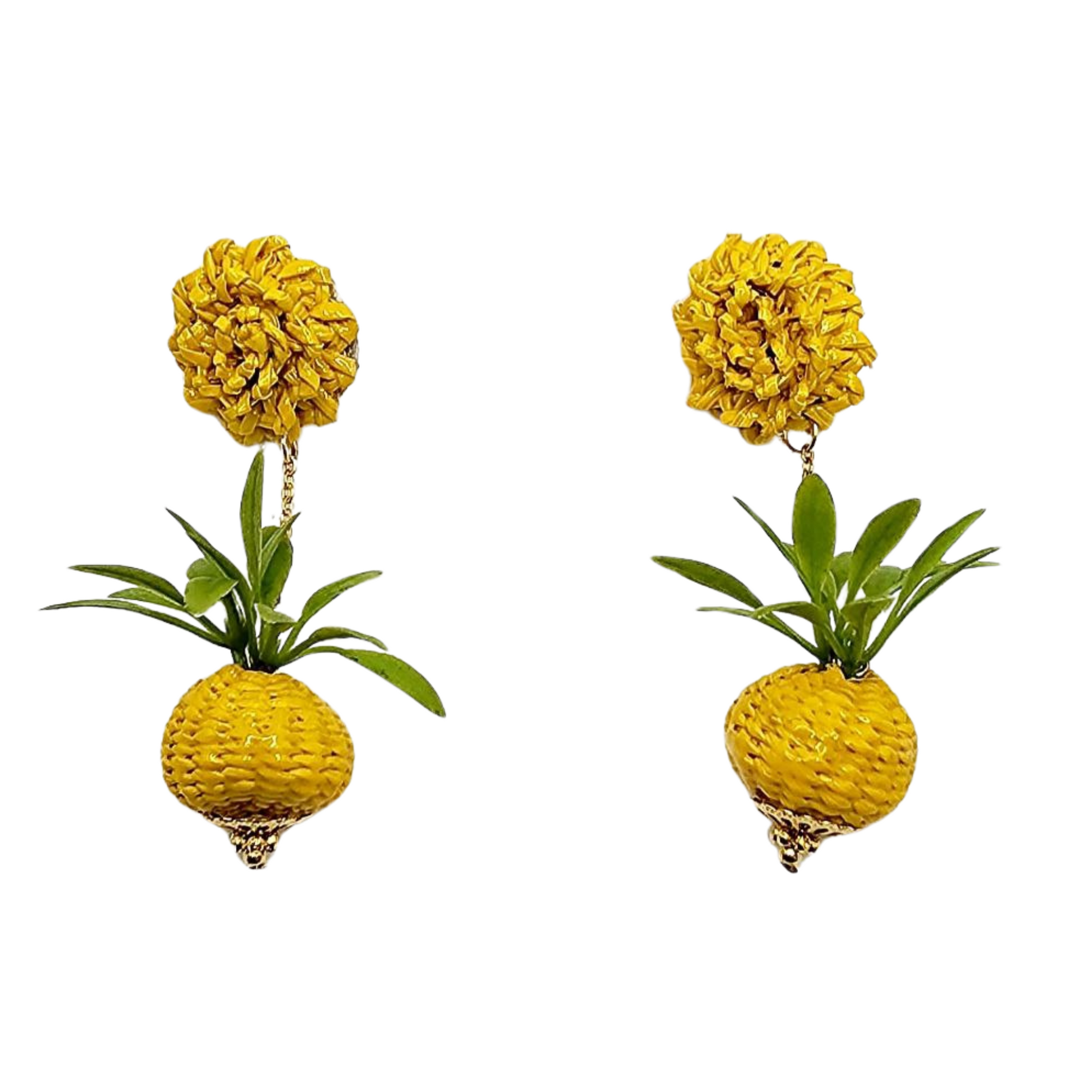 Golden Pineapple Drop Earrings