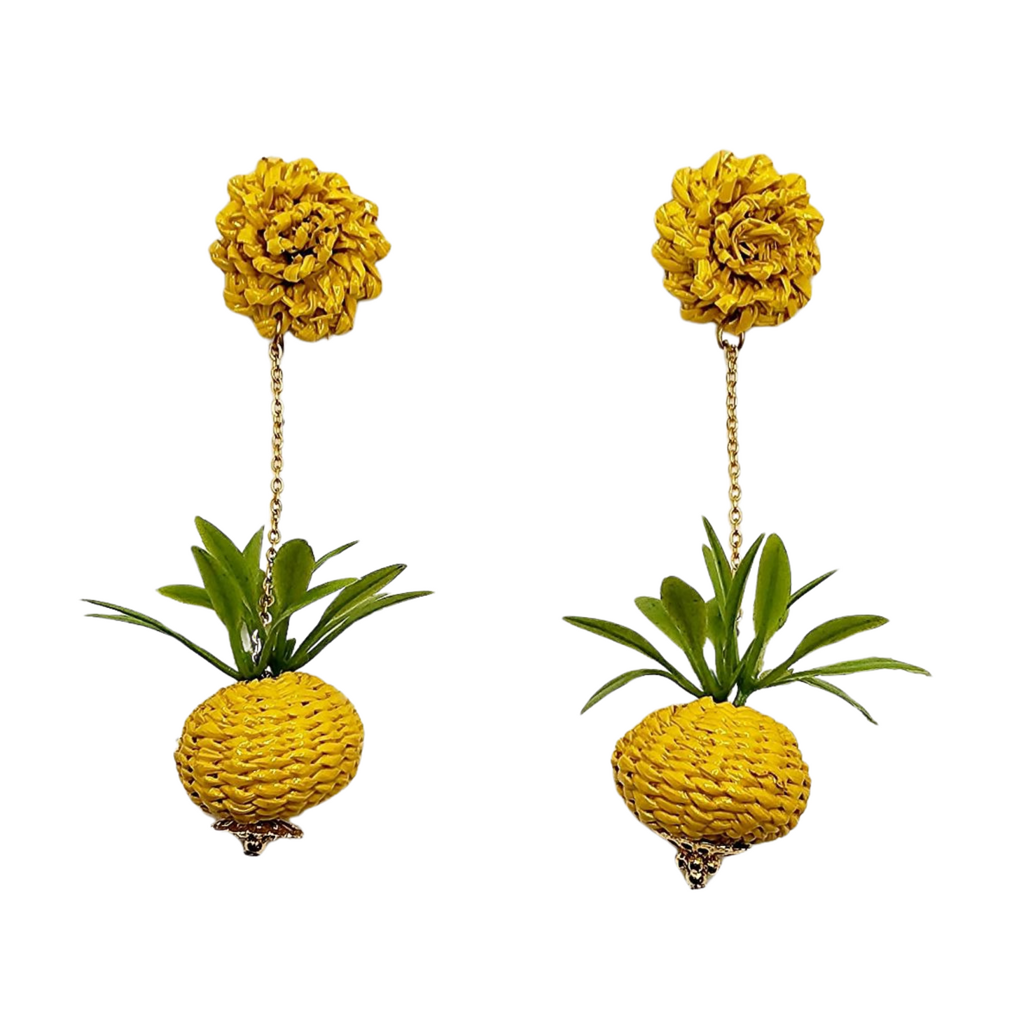 Golden Pineapple Drop Earrings