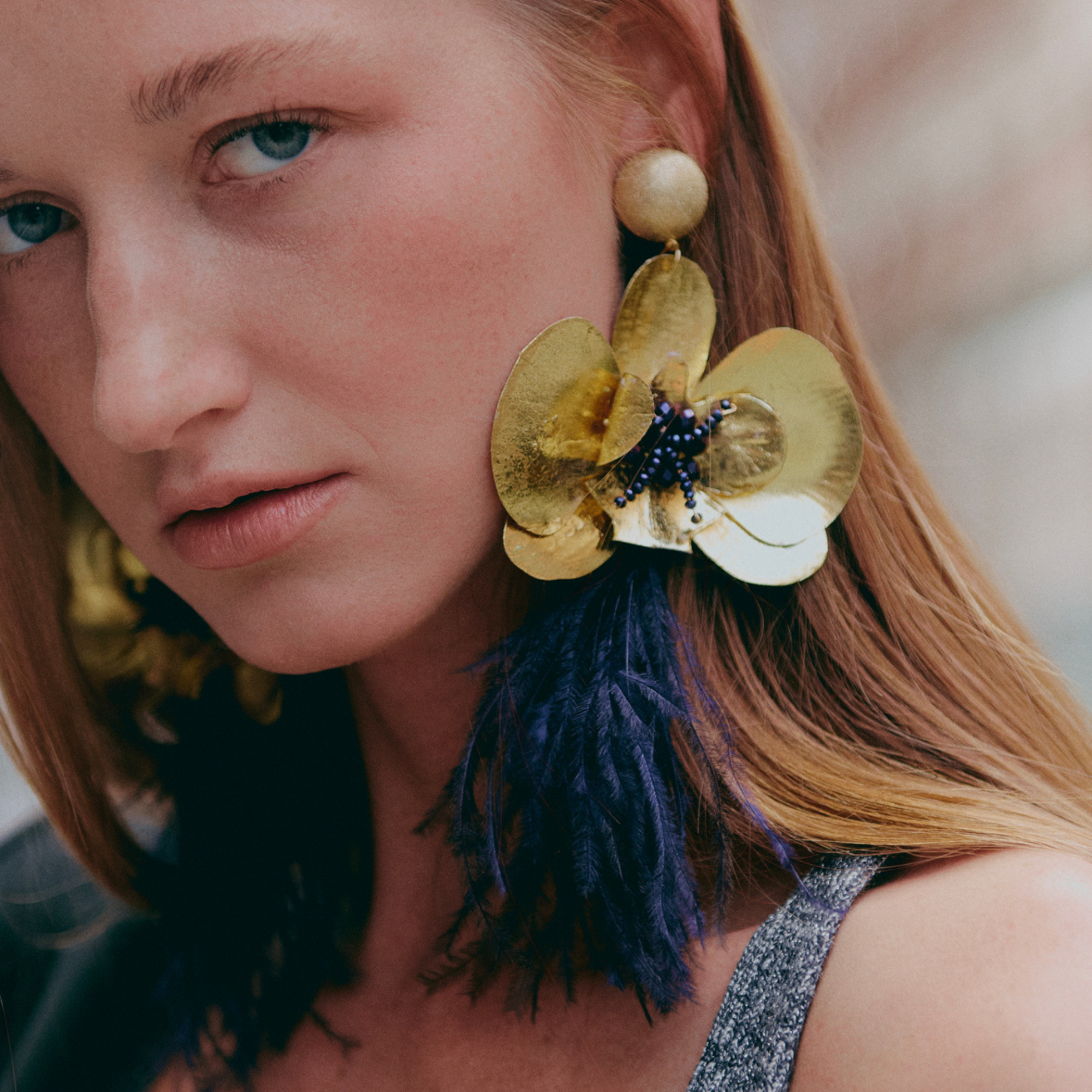 Golden Flower Purple Feather