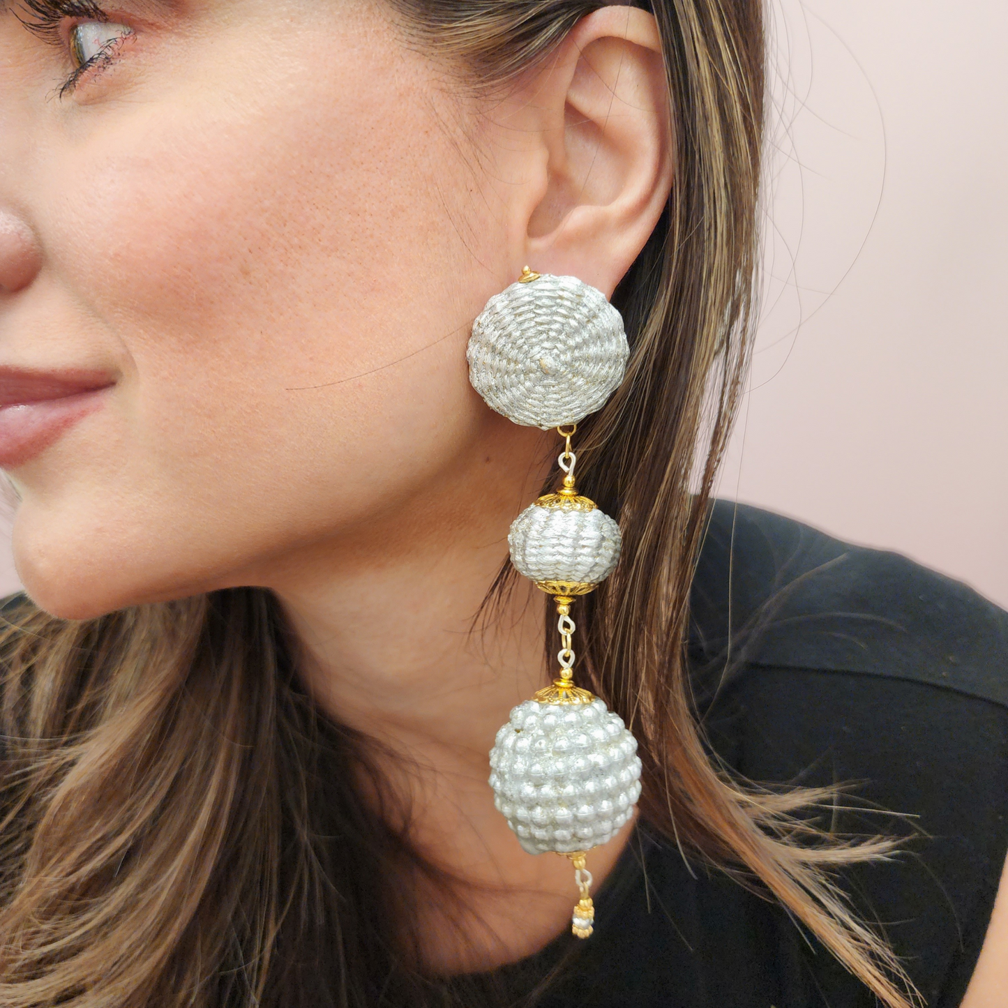 Silver & Gold Beads Earrings