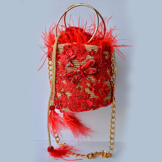 Feathers Red Bag