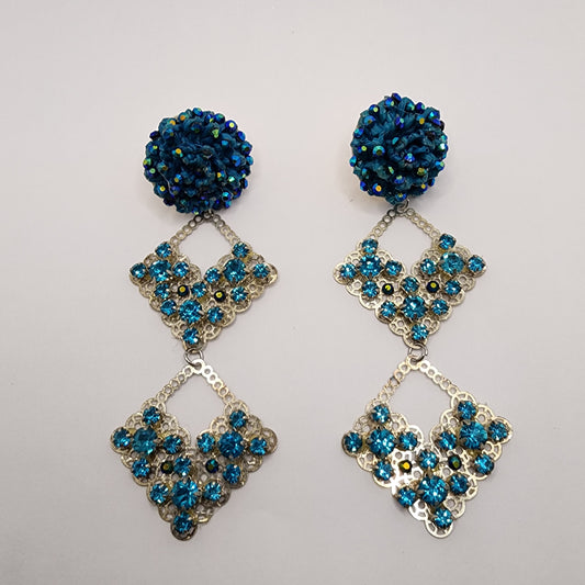 Turquoise & Silver Waterfall Earring