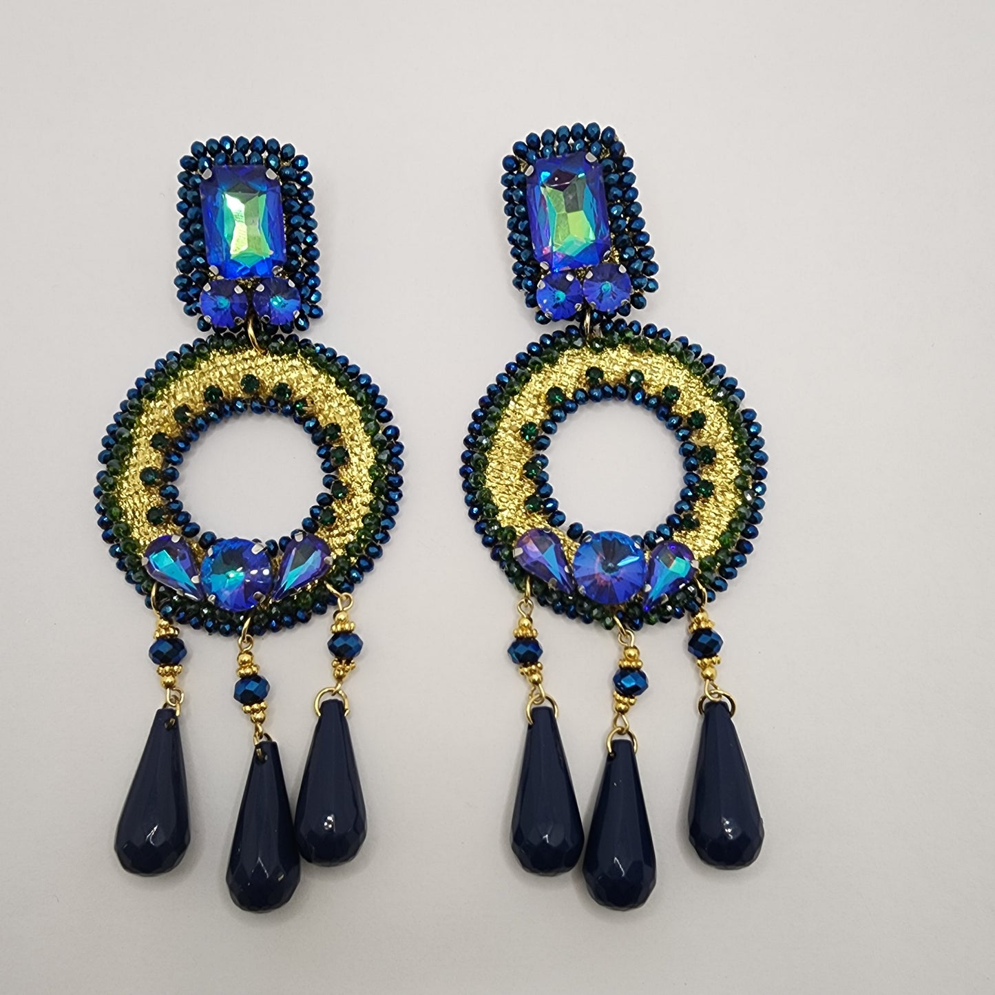 Blue Whole Moon Earrings