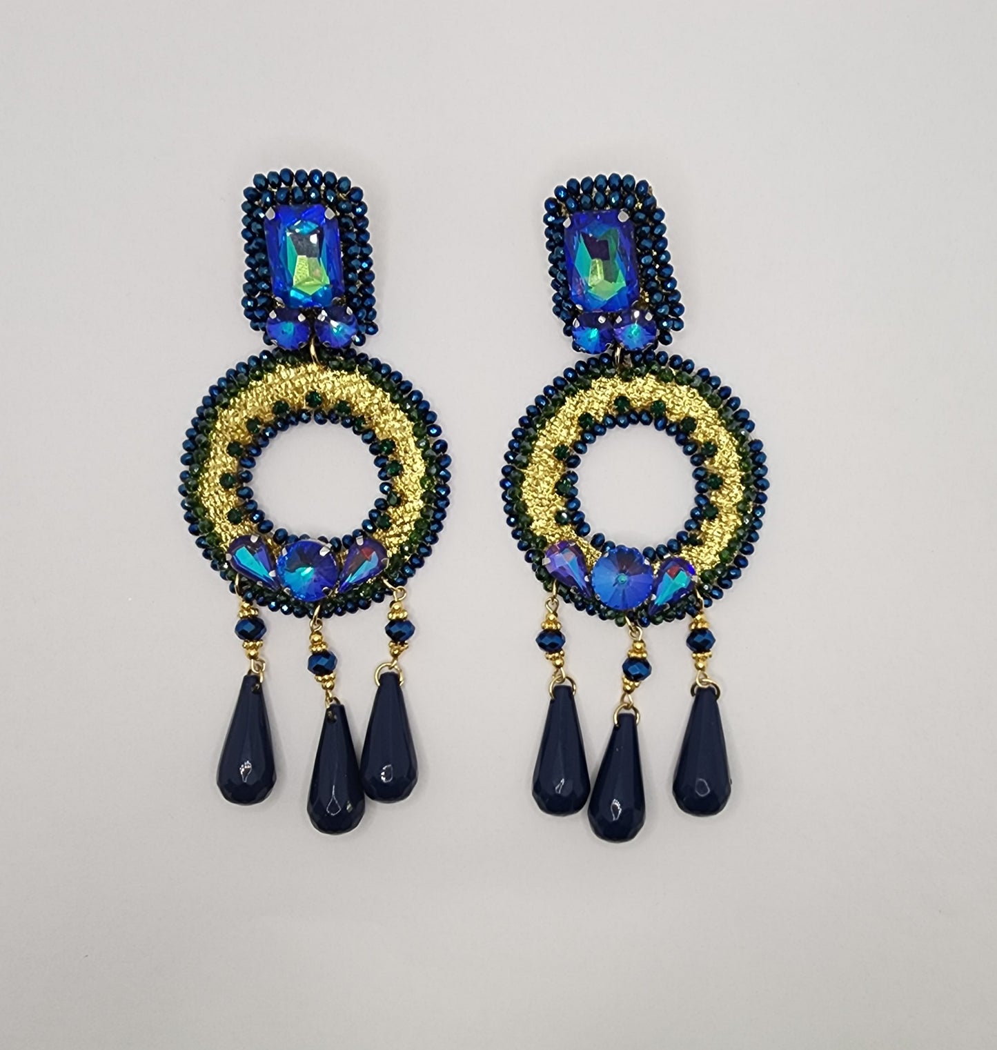 Blue Whole Moon Earrings