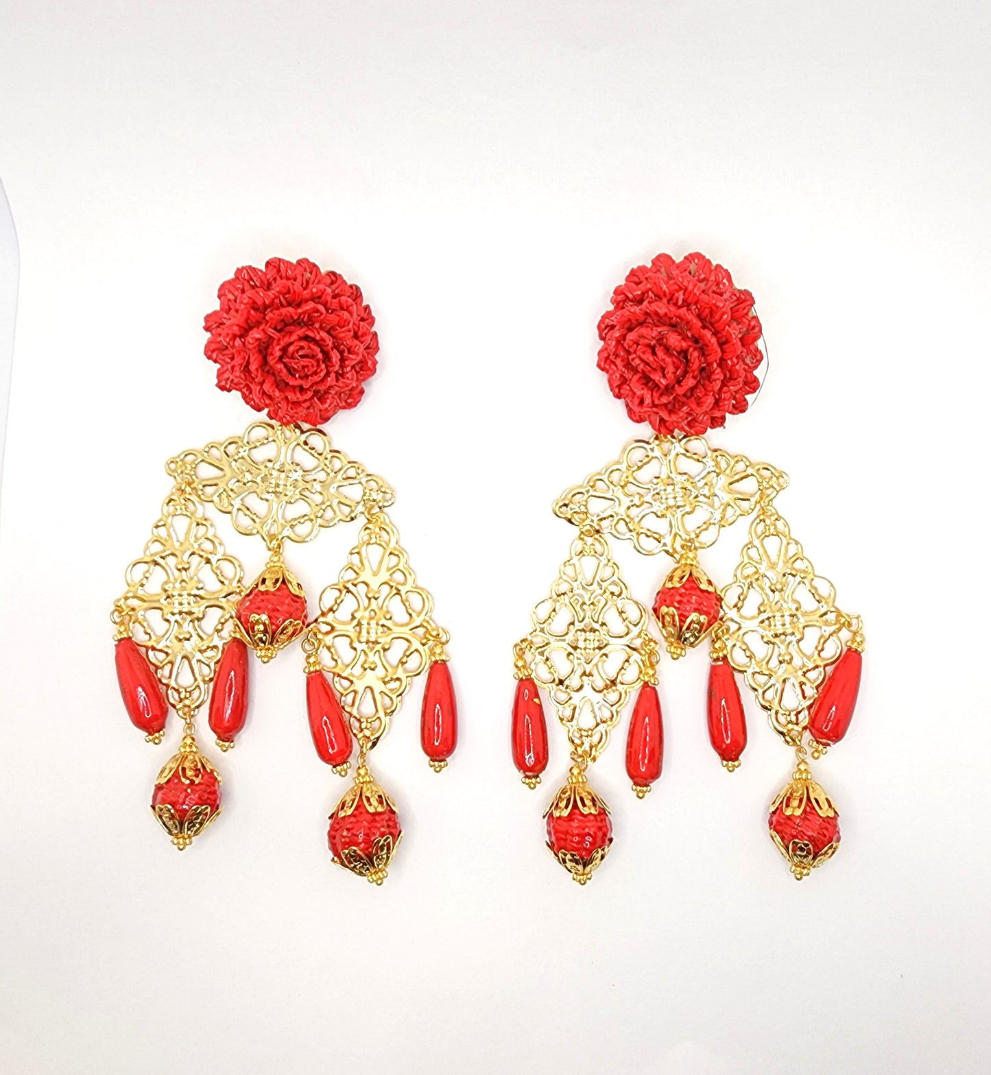 Golden & Red Earrings