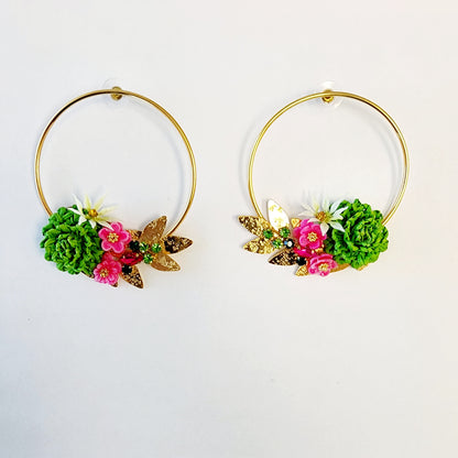 Gold Circle Flower Earring