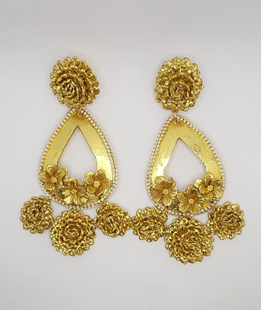 Golden Doble Flower Earring