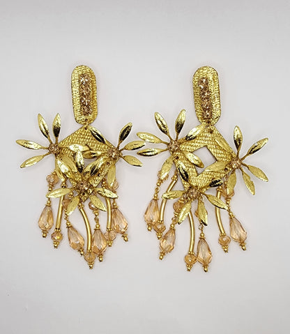 Gold Flower Waterfall Earring