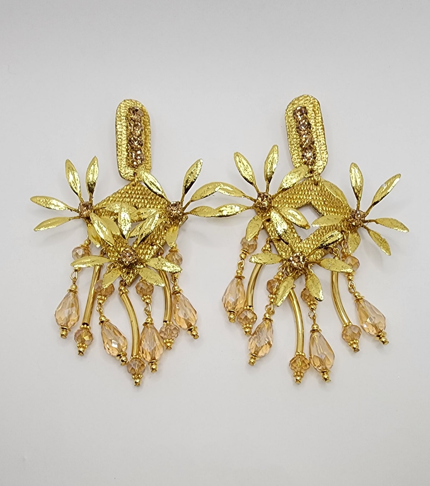 Gold Flower Waterfall Earring