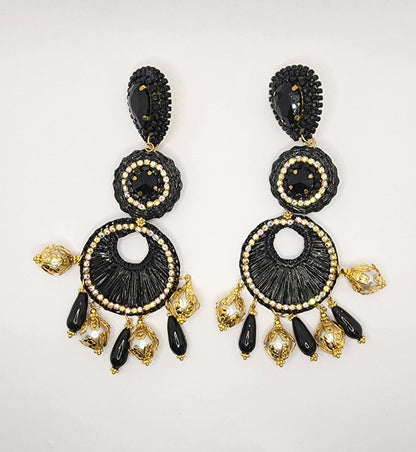 Balck Waterfall Earring