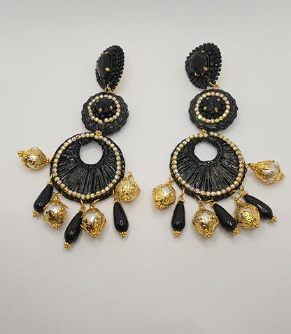 Balck Waterfall Earring