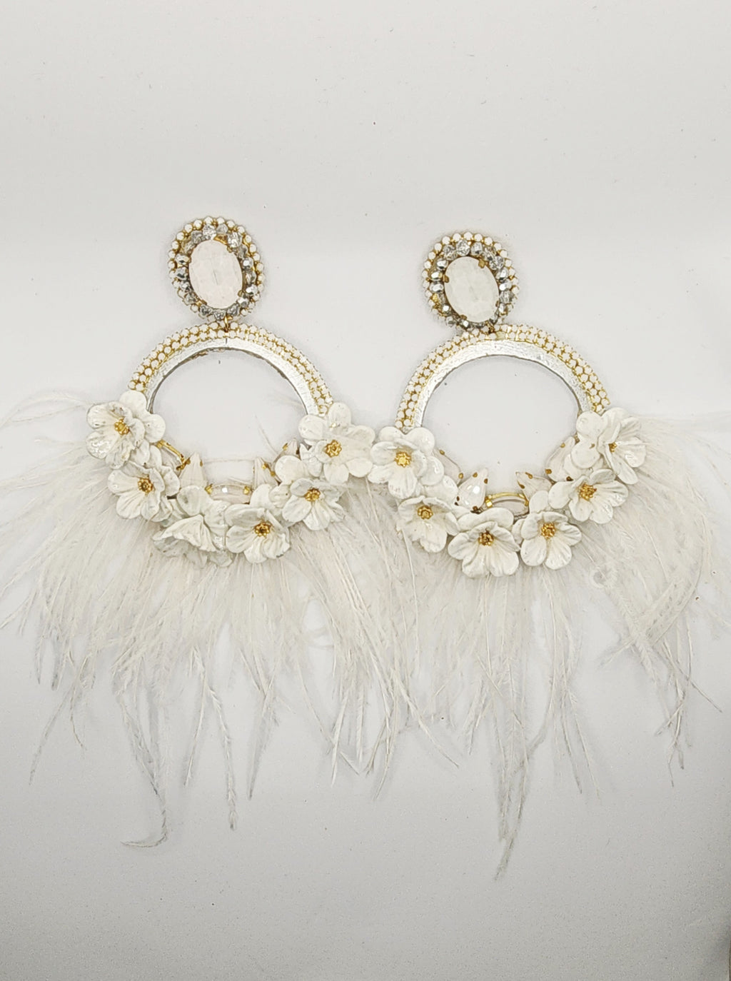 Silver & White Moon Earring
