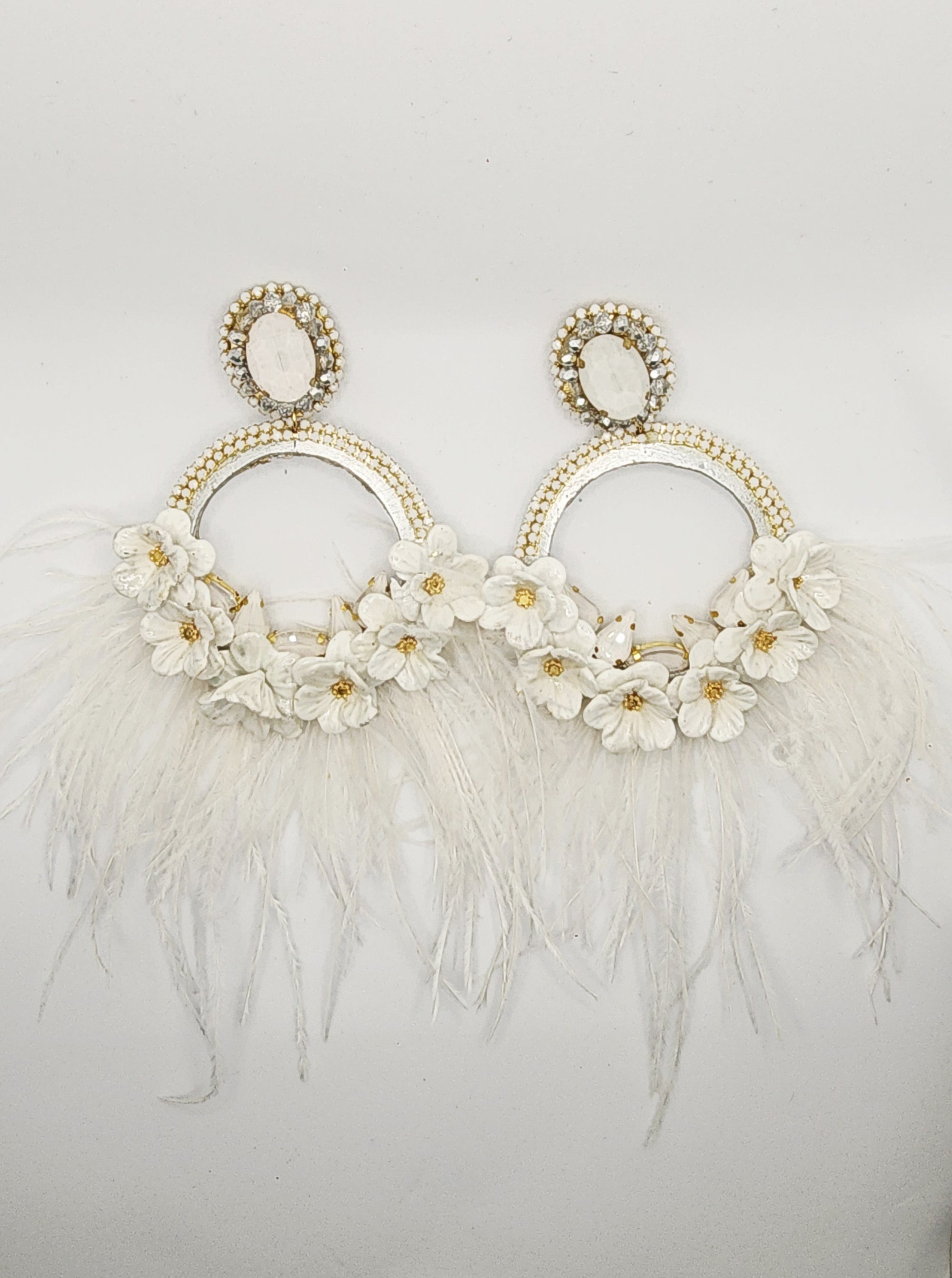 Silver & White Moon Earring