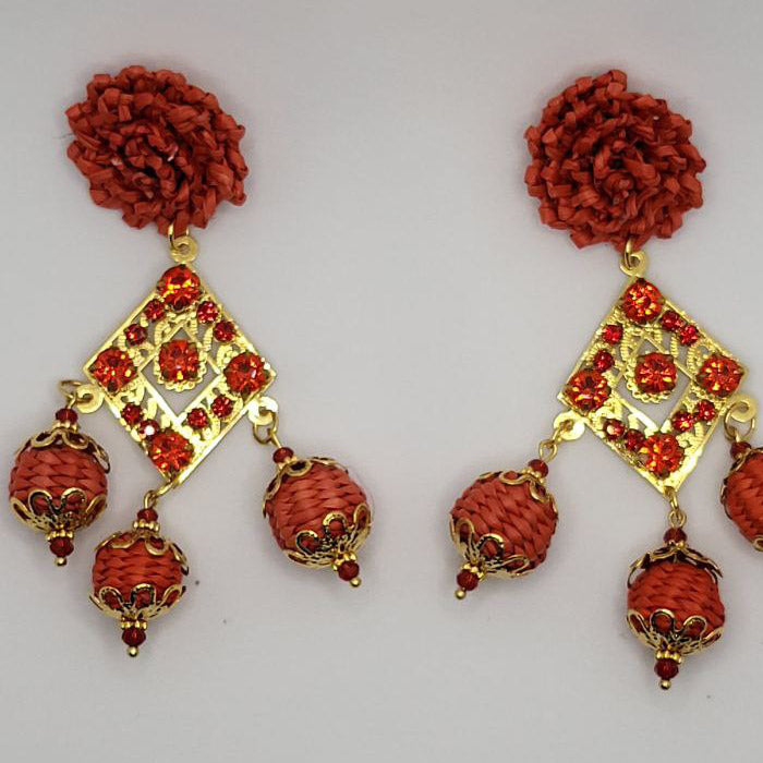 Red and Gold Rombo Earrings