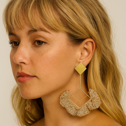 Beige Splendid Half Moon Earrings 2