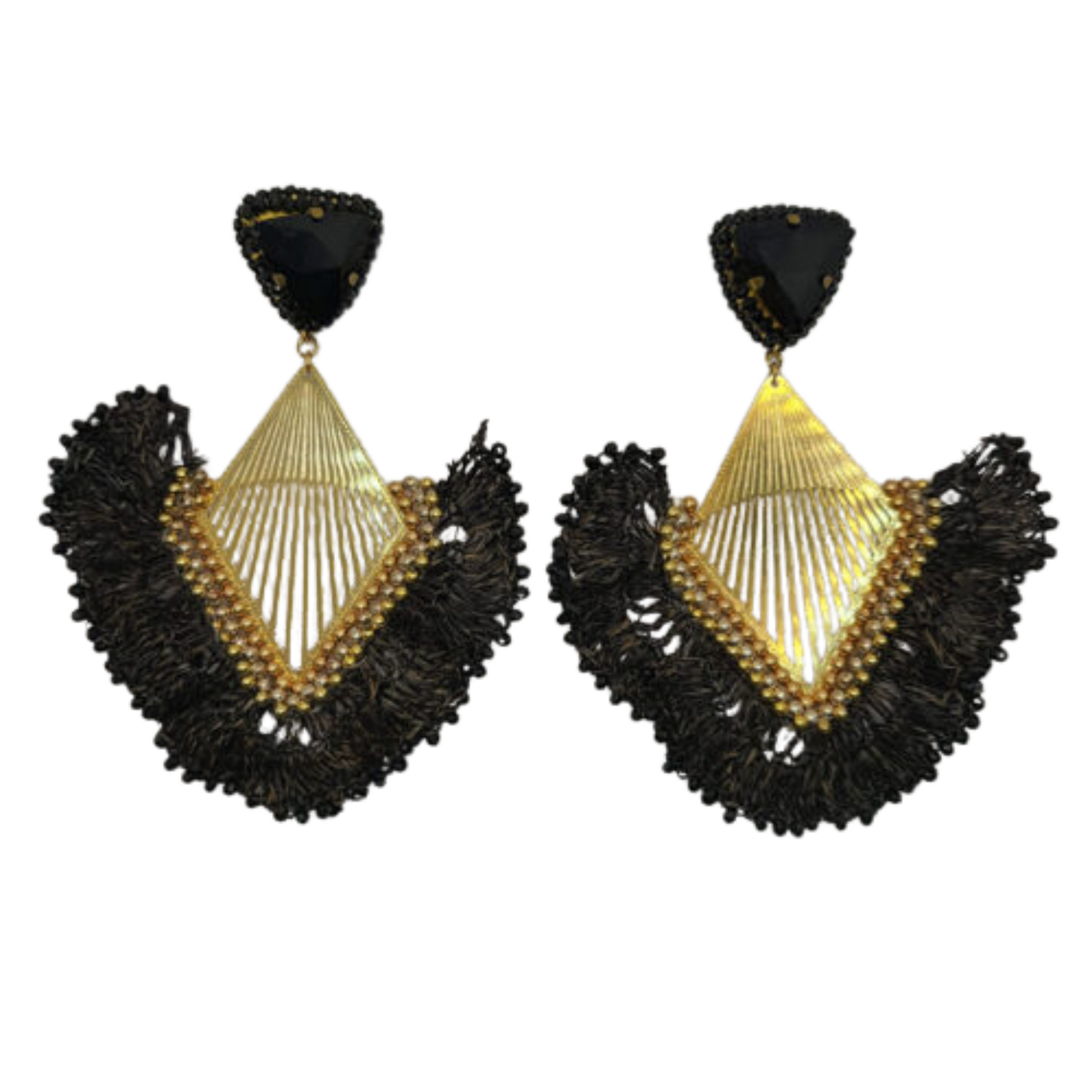 Black Splendid Half Moon Earrings