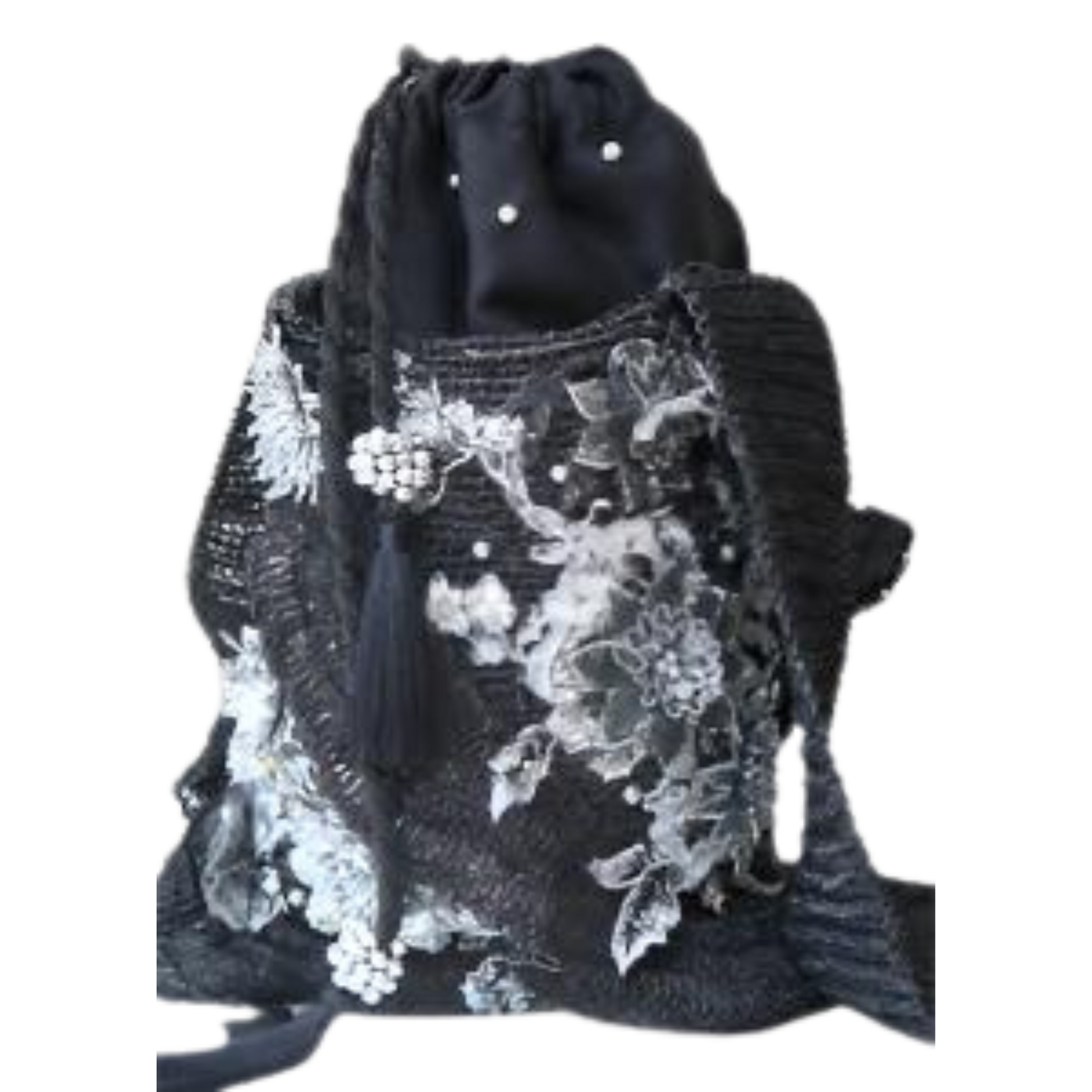 Black Bag with Murano Stone Embroidery