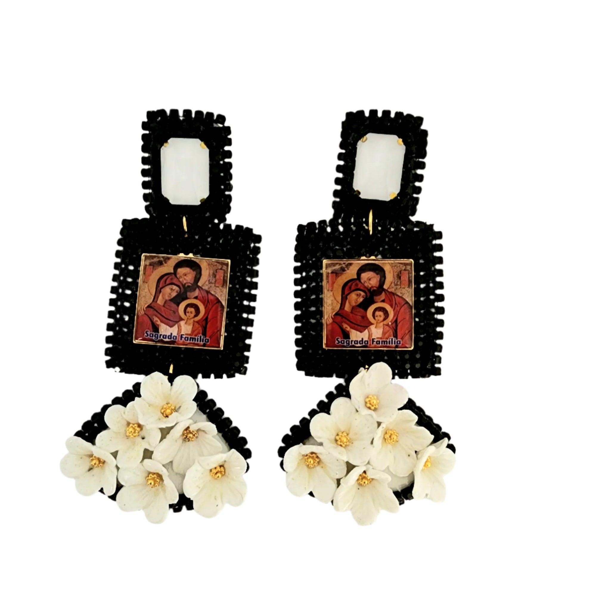 Squared Black and White Sagrada Familia Earrings