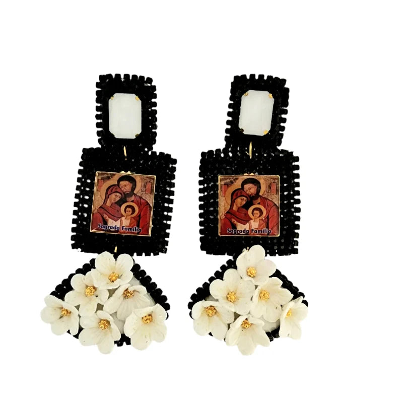 Squared Black and White Sagrada Familia Earrings