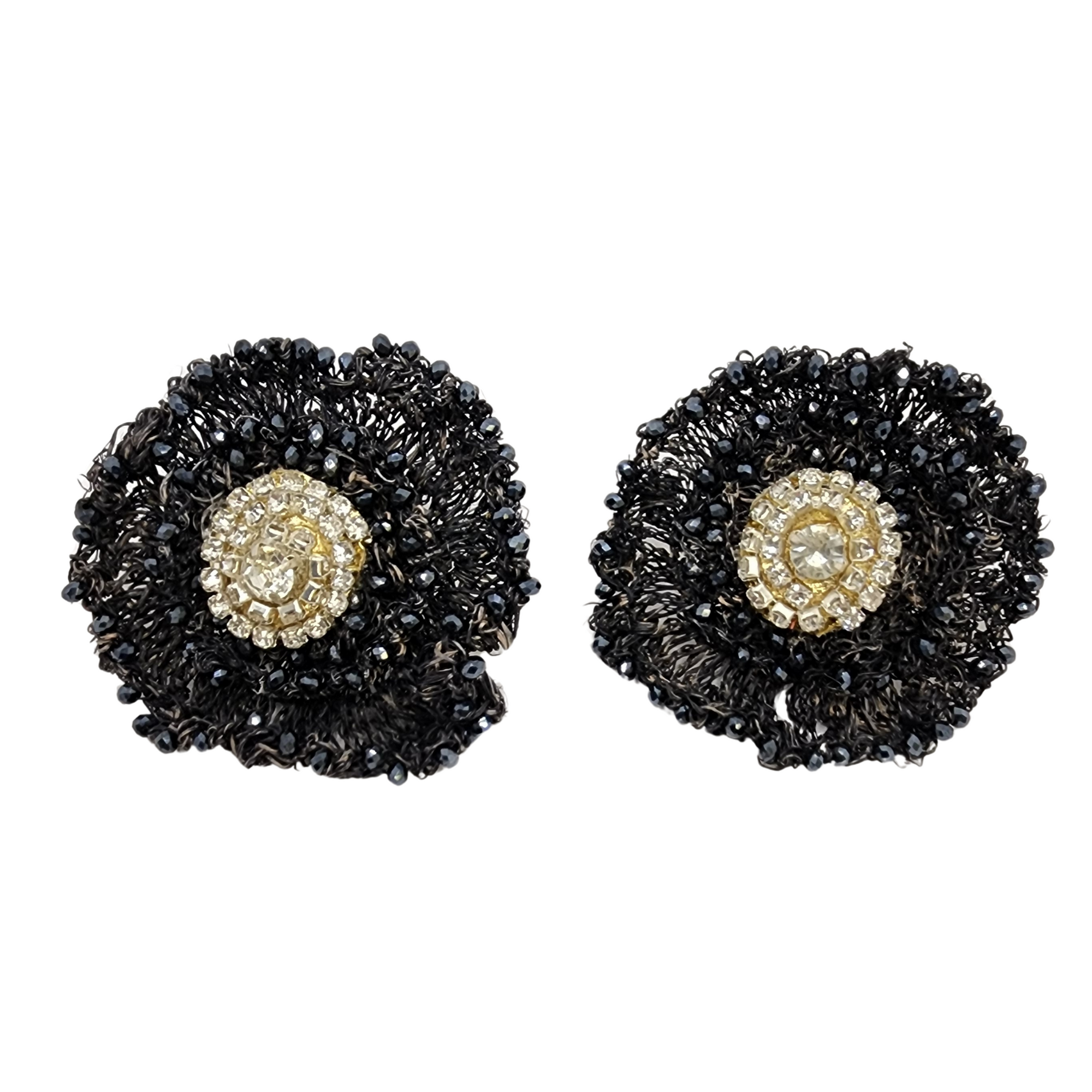 Black & White Flower Cluster Earrings