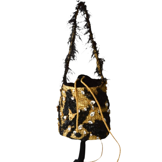 Black and Gold Bucket Bag