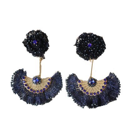 Blue Splendid Half Moon Earrings