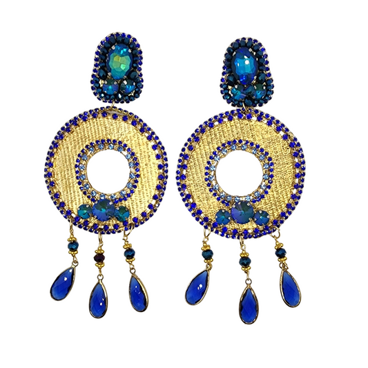 Blue Whole Moon Earrings