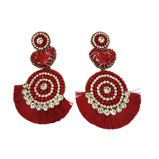 Red Circle & Heart Earrings