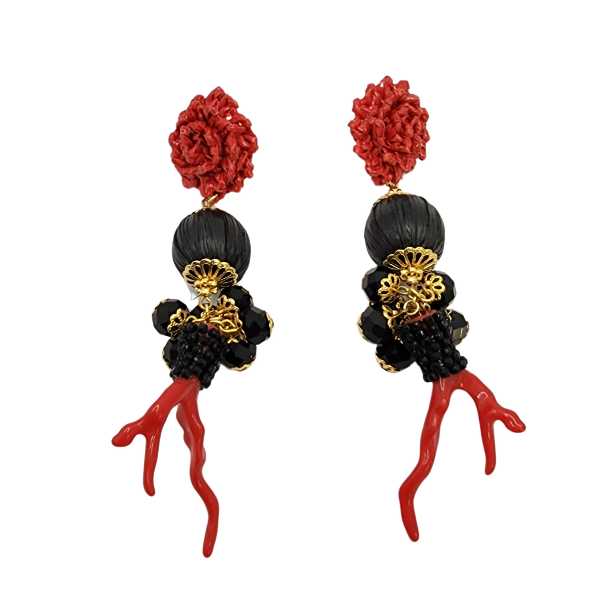 Black Coral Earrings
