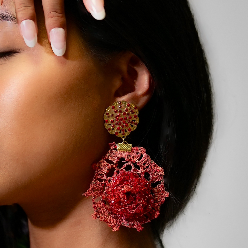 Crimson Bloom Earrings
