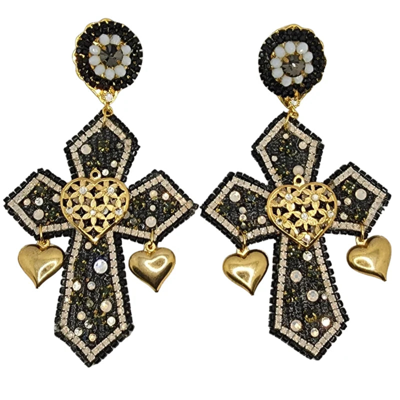 Experience divine elegance with our Handcrafted Cross Earrings, featuring vibrant Murano stones and luxurious fine jewelry accents. 