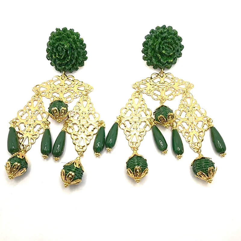 Flower & Gold Earrings