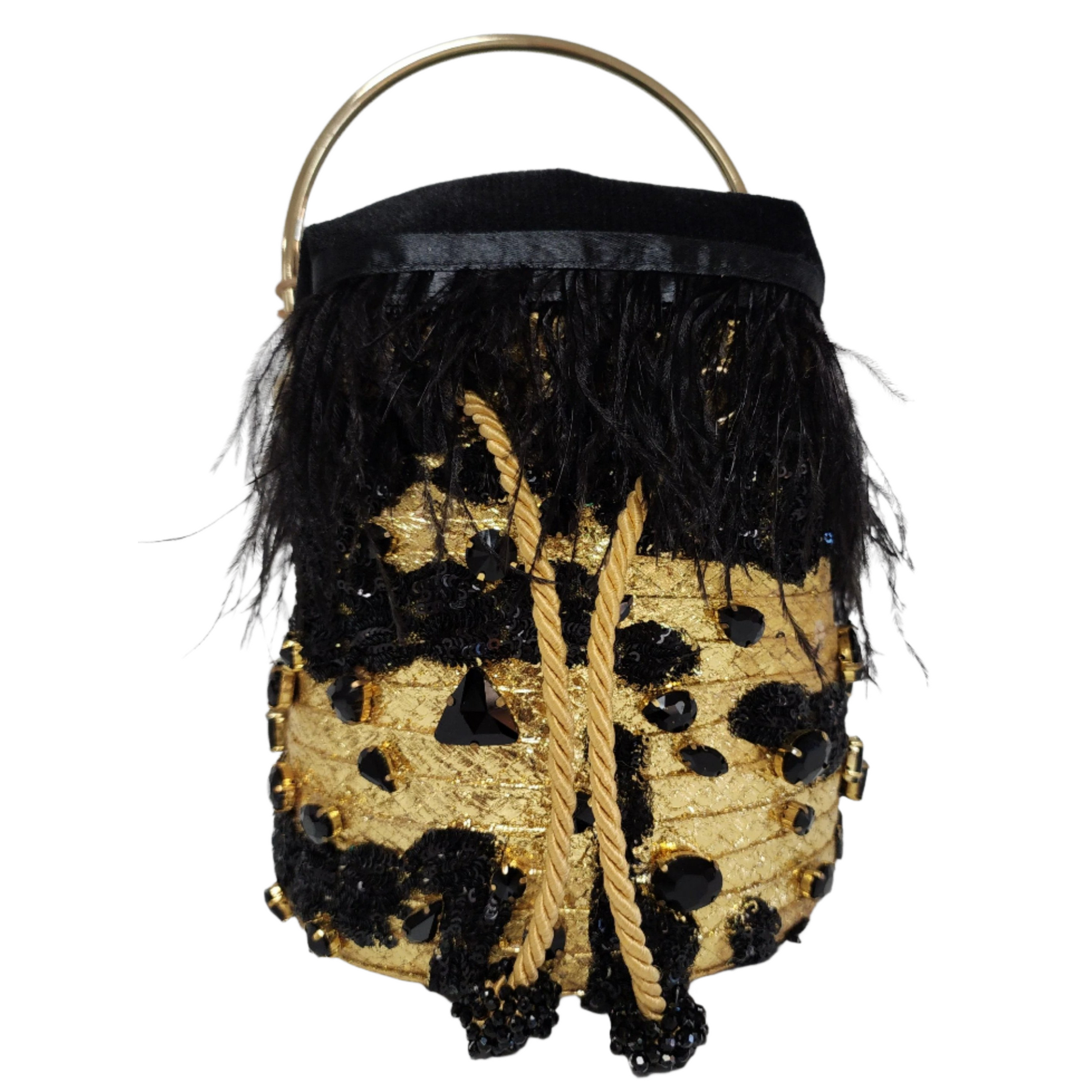 Gold & Black Feather Minaudiere