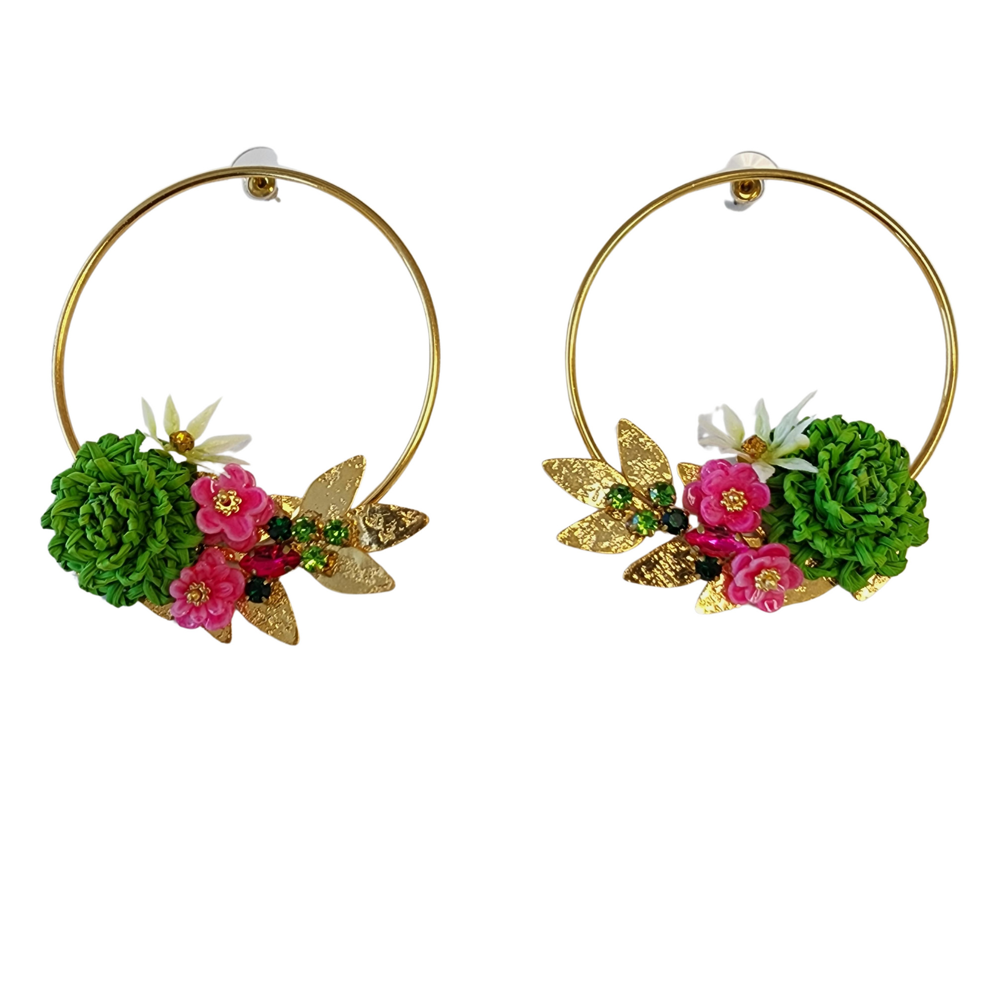 Gold Circle Flower Earrings