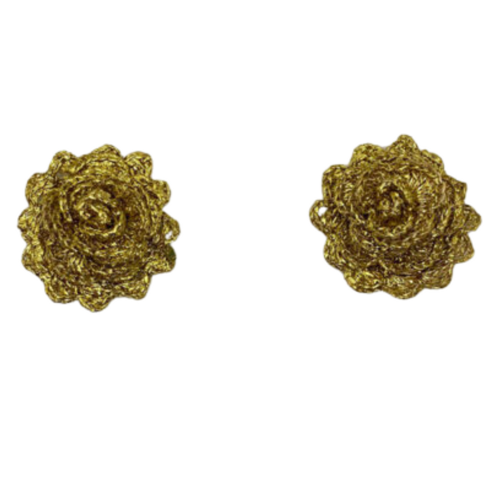 Gold Flower Cluster Earrings