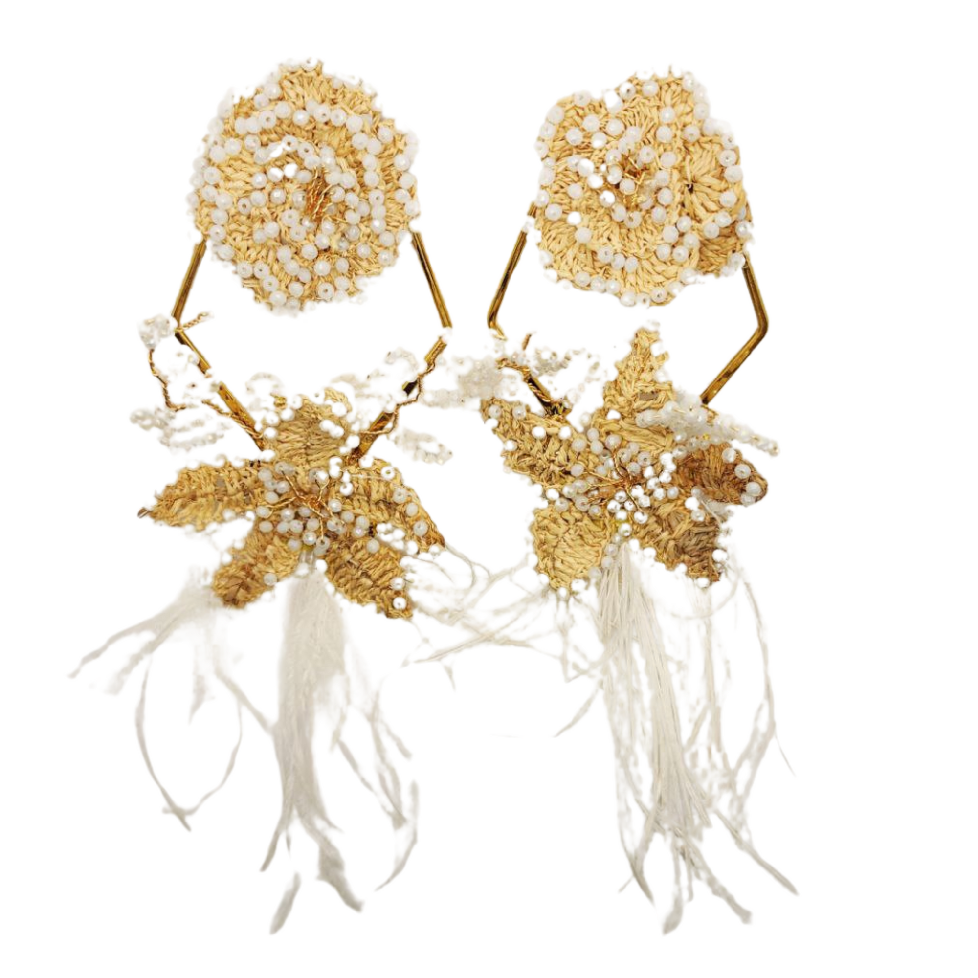 Golden Bloom Feather Earrings