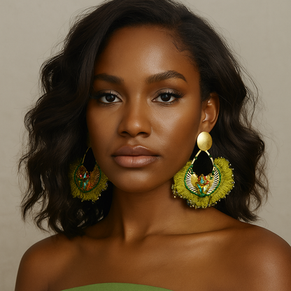 Green Splendid Half Moon Earrings 2