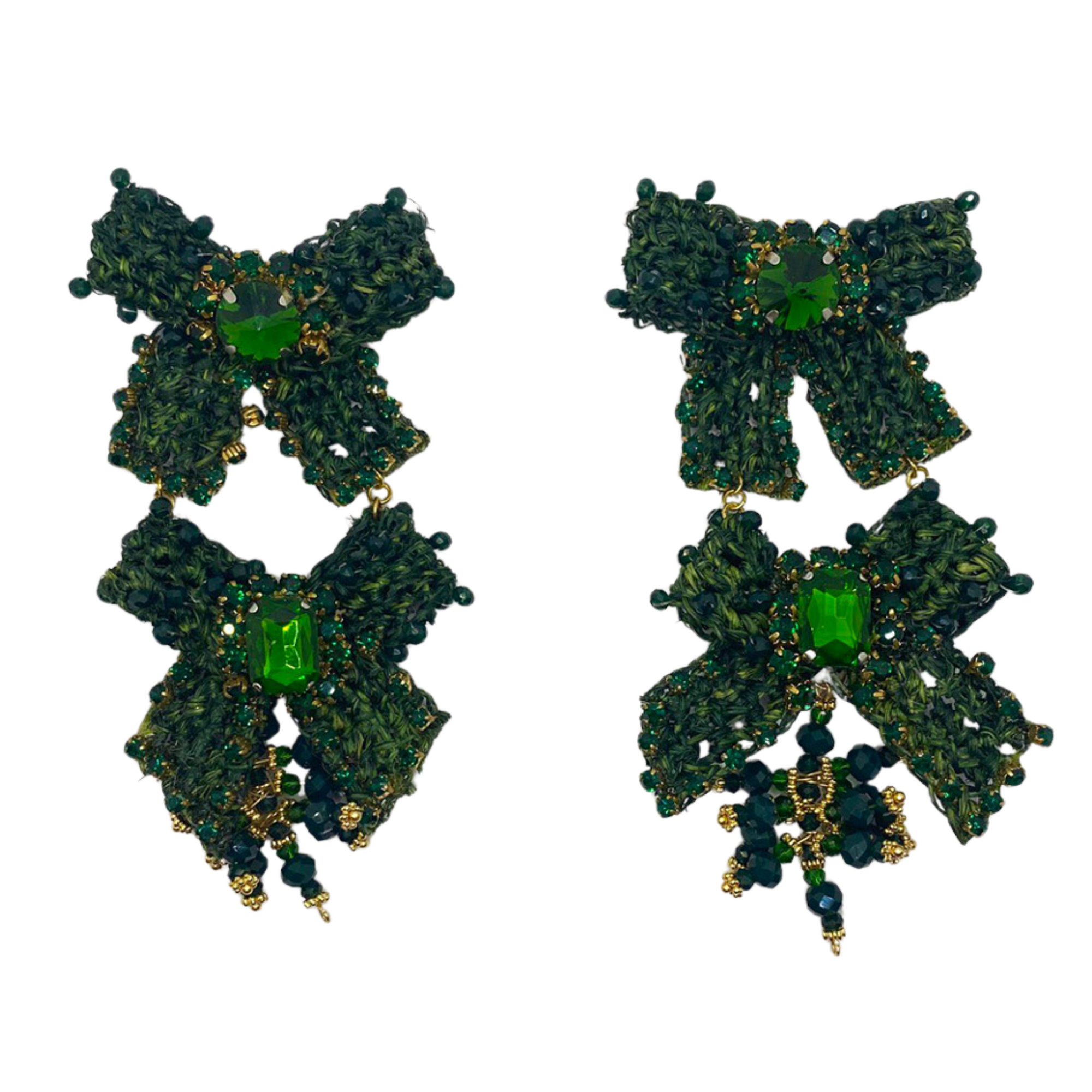 Green Bow Earrings
