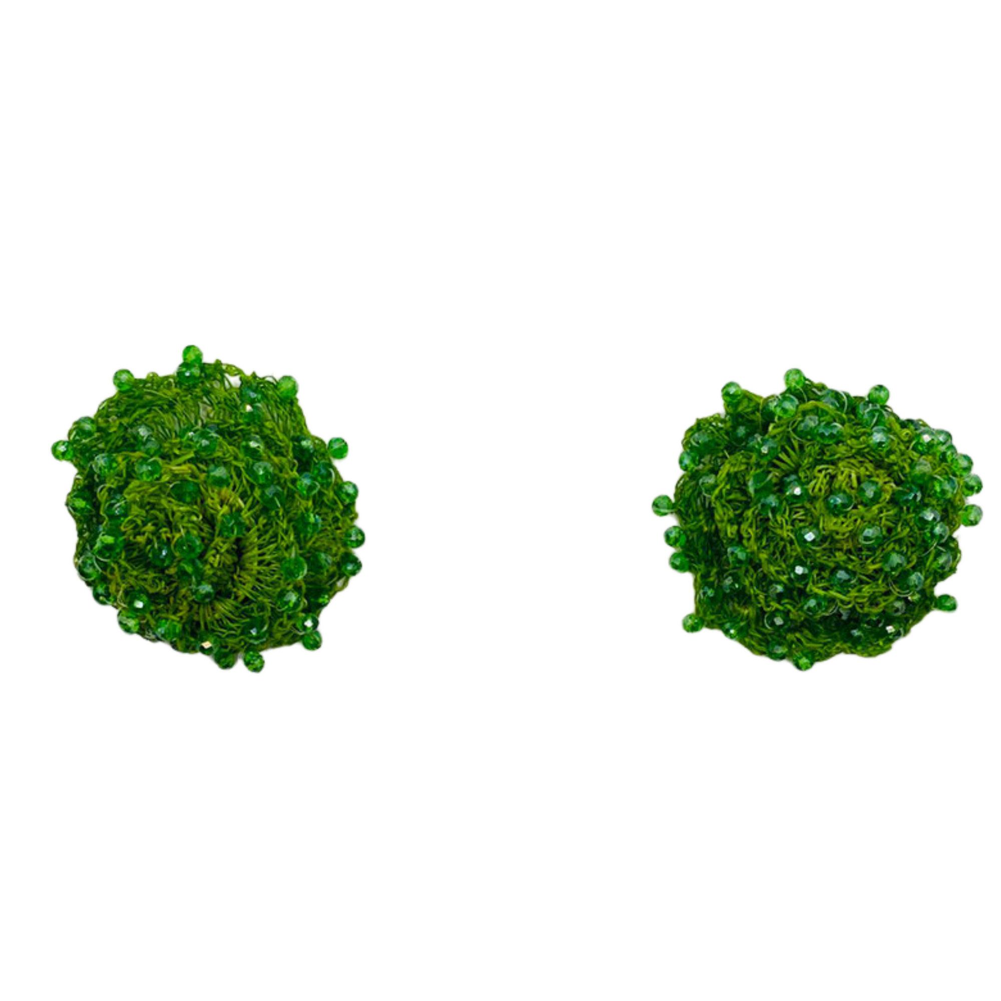 Green Flower Cluster Earrings