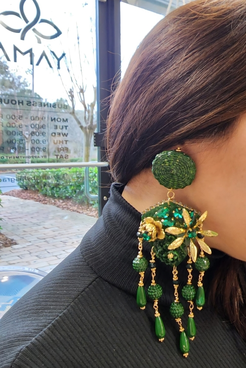 Green Rhombus Totumo Earrings