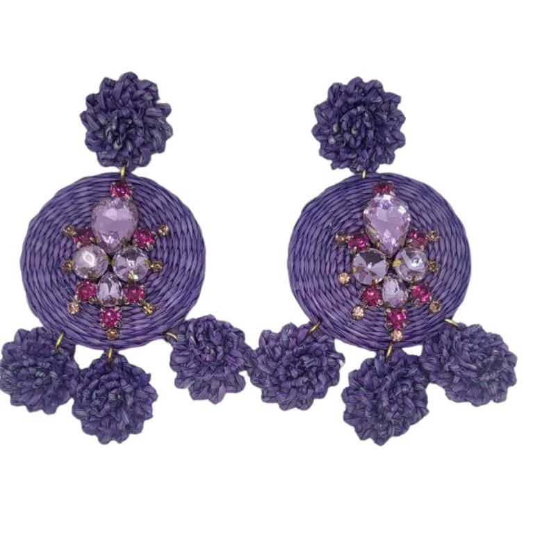 The Lavender Round Earrings&nbsp;are an exquisite blend of natural fibers and vibrant purple hues. 